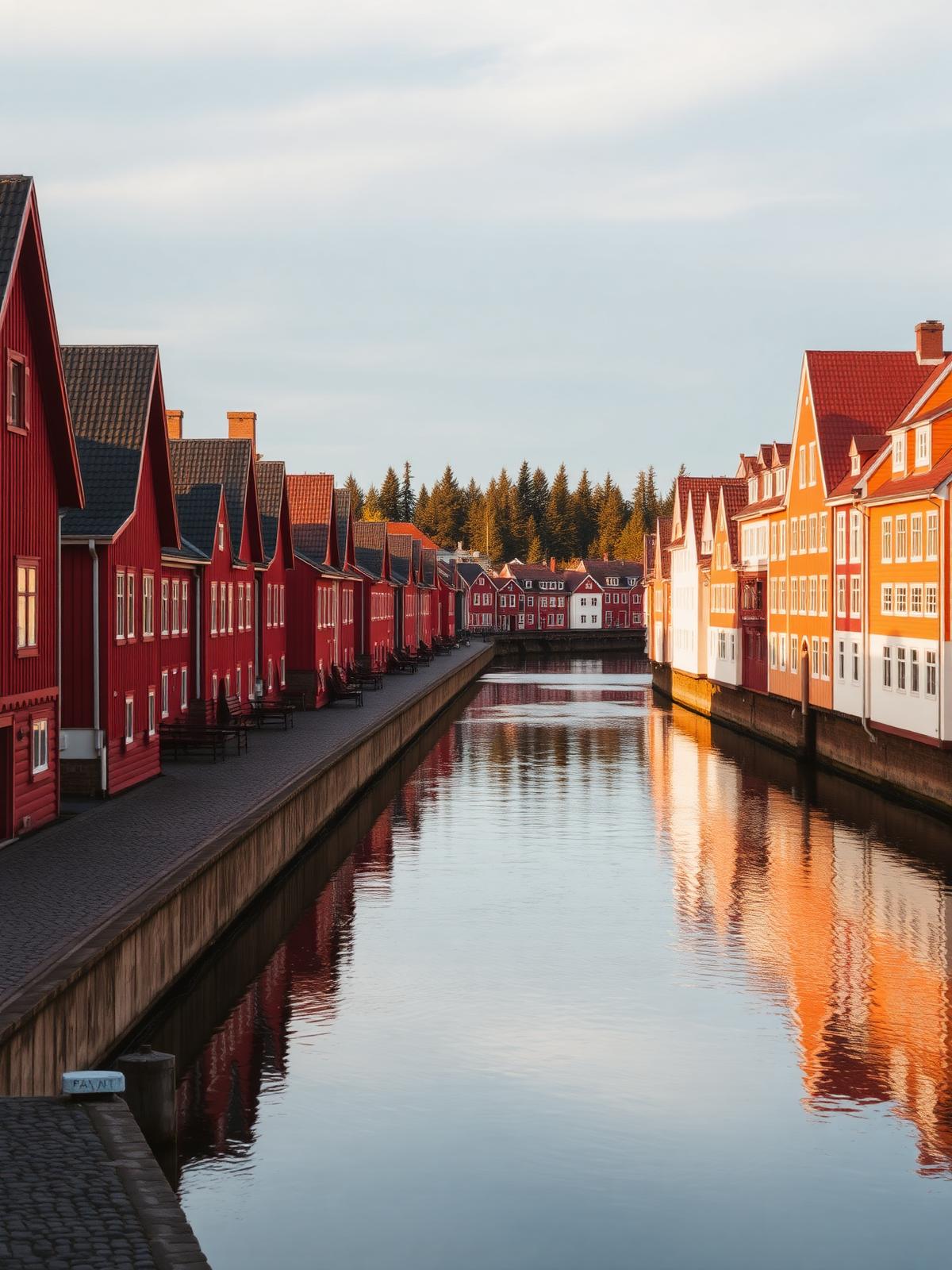 Porvoo punaste puumajade ja munakivitee vaade Soome reisilt